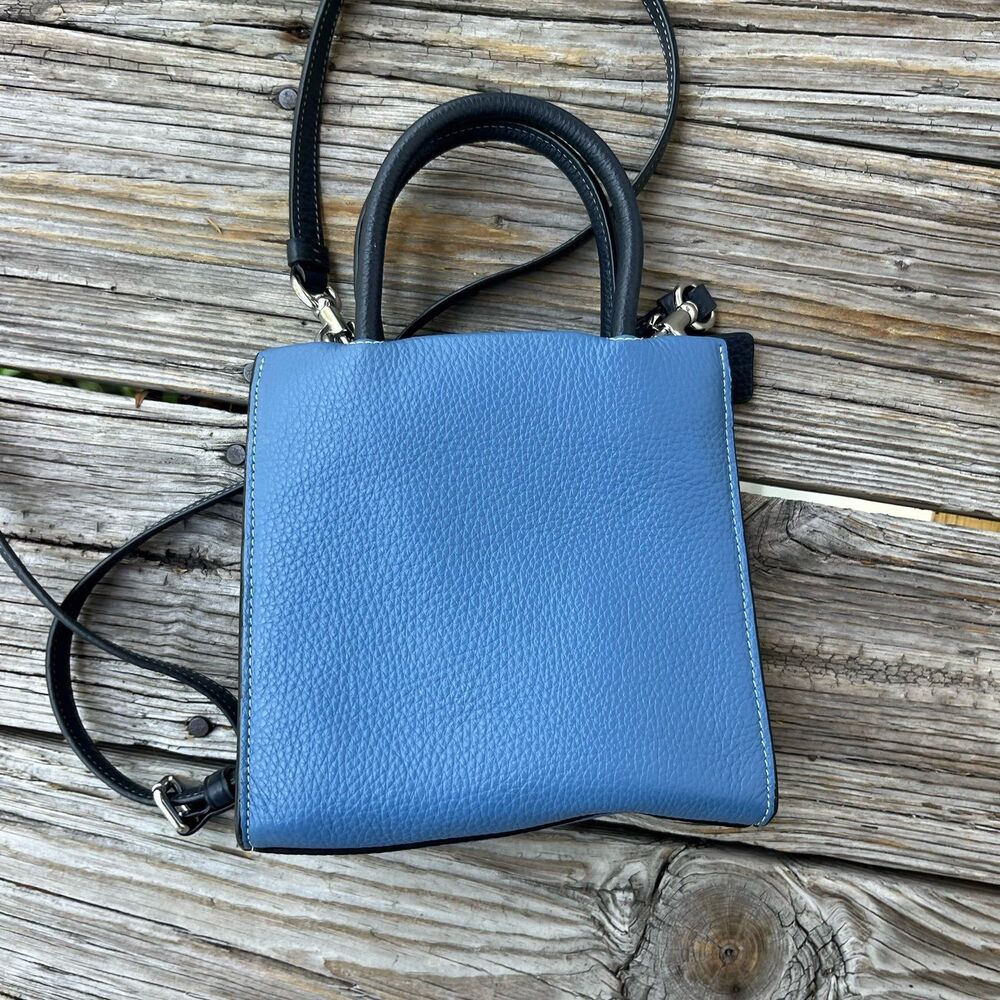 Coach Mini Tote CE598 Blue Pebbled Leather Crossbody Bag Strap - Picture 2 of 7